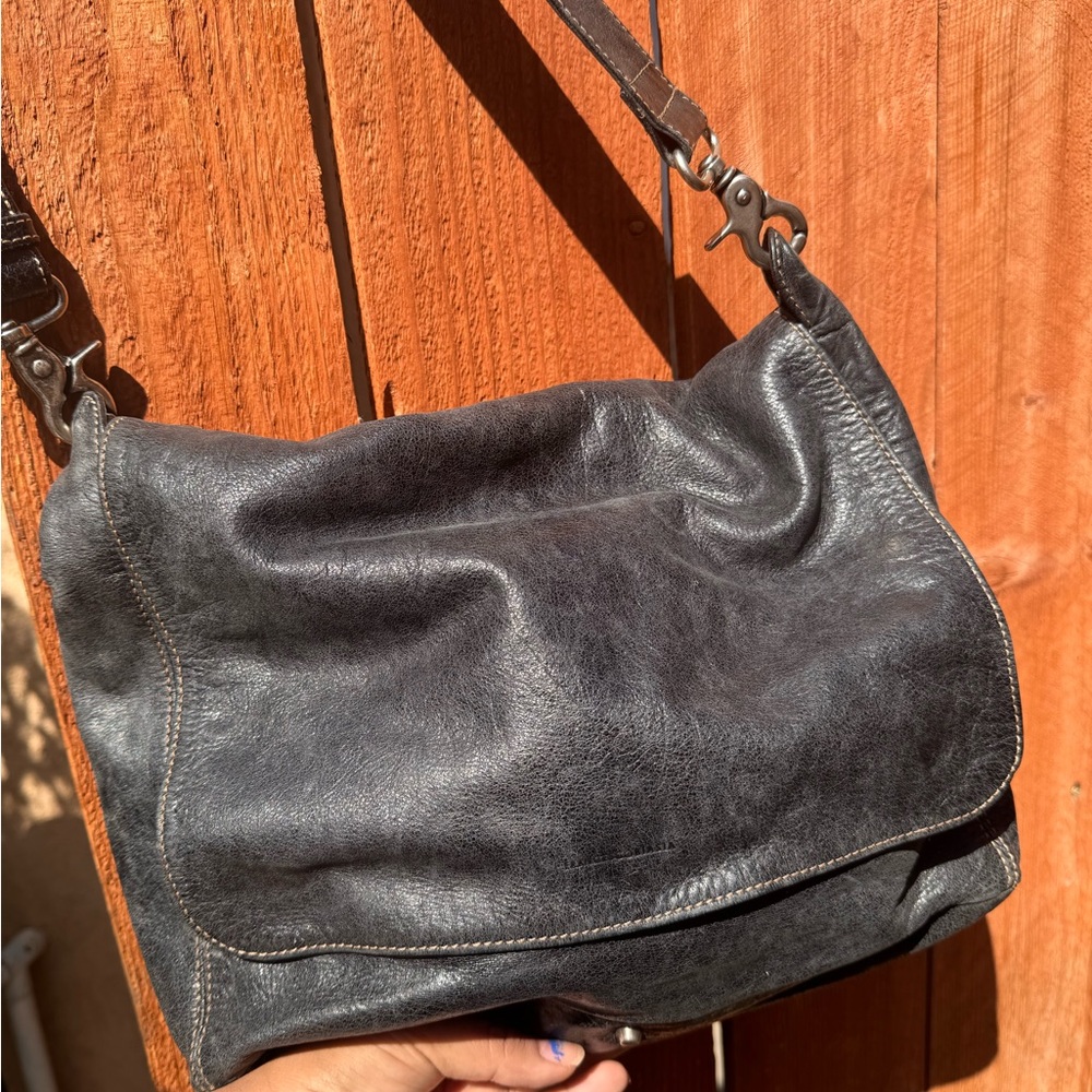 Francesco Biasia Leather Bag with Striped Lining